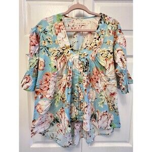 HOUSE OF LACUNA womens size xs NEW Multicolored Floral Blouse